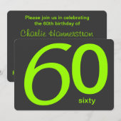 炭ライムカスタム60誕生日招待状 招待状 (正面/裏面)