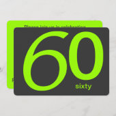 炭ライムカスタム60誕生日招待状 招待状 (正面/裏面)