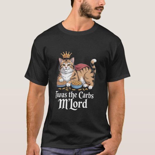 炭水化物様は偉大なり 面白い猫好きのためのミーム Tシャツ (正面)
