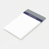 炭無地の灰色ネイビーブルーリボン名モノグラム ポストイット (アングル)