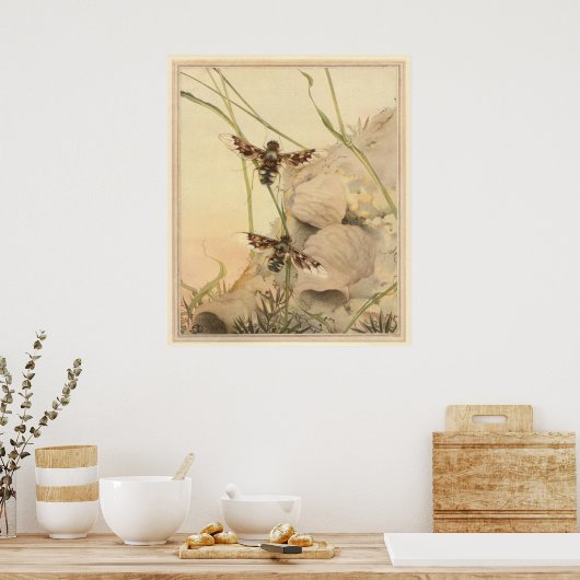 炭疽菌フライ – 昆虫誌のイラストレーション ポスター (キッチン)