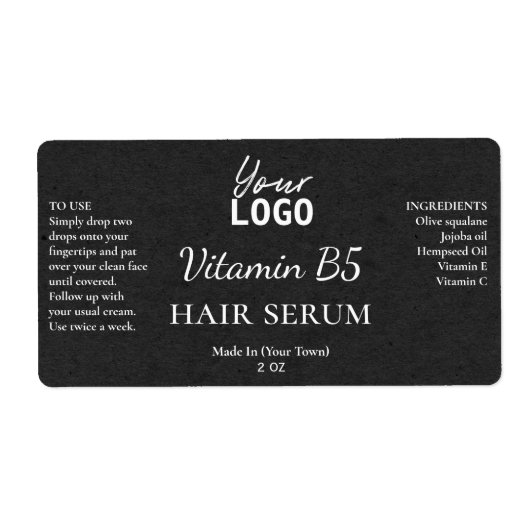 炭紙テクスチャーVitamin B5血清ラベル ラベル (正面)