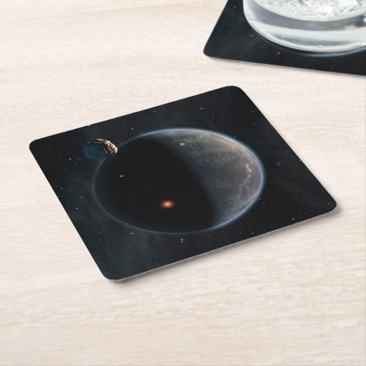 炭素と乾燥が豊富な地球のような惑星。 スクエアペーパーコースター (アングル)