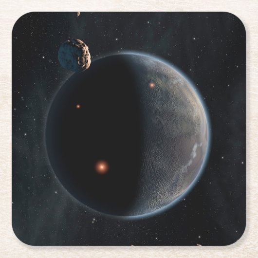 炭素と乾燥が豊富な地球のような惑星。 スクエアペーパーコースター (正面)