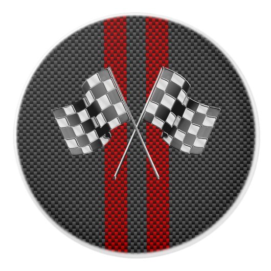 炭素クラシック繊維のストライプスタイルのレーシングフラグ セラミックノブ (正面)