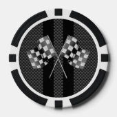 炭素クラシック繊維のストライプスタイルのレーシングフラグ ポーカーチップ (正面)