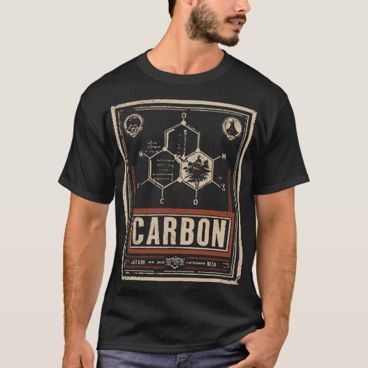 炭素分子構造ヴィンテージ科学芸術 Tシャツ (正面)