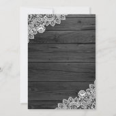 炭素朴灰色ウッドレースサンフラワー結婚ズ 招待状 (裏面)