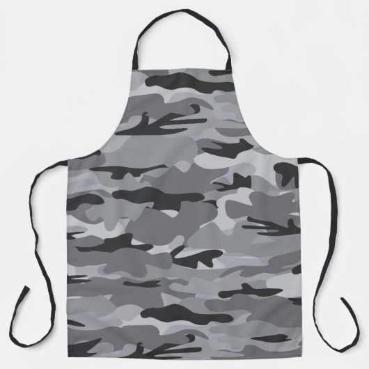 炭素朴黒と灰色の迷彩柄模様 エプロン (正面)