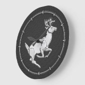 炭素繊ランニング維プリント上のクロム様鹿 ラージ壁時計 (傾斜)