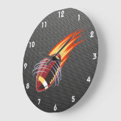 炭素繊維が燃えるサッカー ラージ壁時計 (傾斜)
