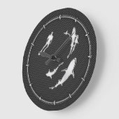 炭素繊維にサメを乗せたクロムのようなダイバー ラージ壁時計 (傾斜)