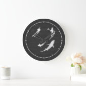 炭素繊維にサメを乗せたクロムのようなダイバー ラージ壁時計 (ホーム)