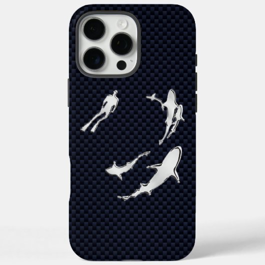 炭素繊維にサメを乗せたクロムダイバー Case-Mate iPhoneケース (裏面)