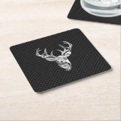 炭素繊維スタイルにおける銀ディアヘッド スクエアペーパーコースター (アングル)
