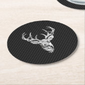 炭素繊維スタイルにおける銀ディアヘッド ラウンドペーパーコースター (アングル)