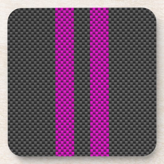炭素繊維スタイルストライプのホットピンクレーシング コースター (正面)