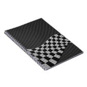 炭素繊維スタイルレーシングフラグ市松模様にの波プリント ノートブック (右側)