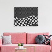 炭素繊維スタイルレーシングフラッグウェーブデコール キャンバスプリント (インサイチュ (リビング))