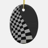 炭素繊維スタイルレーシングフラッグウェーブデコール セラミックオーナメント (正面)