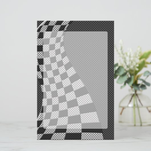 炭素繊維スタイルレーシングフラッグウェーブデコール 便箋 (スタンド正面)