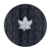 炭素繊維スタイル上のクロムのようなメープルリーフ カッティングボード (正面)