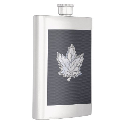 炭素繊維スタイル上のクロムのようなメープルリーフ フラスク (右)