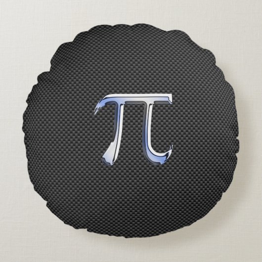 炭素繊維スタイル上のクロムのようなPi記号 ラウンドクッション (正面)