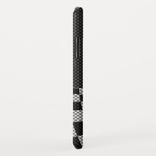 炭素繊維スタイル市松模様にレーシングフラッグ波 Case-Mate iPhoneケース (裏面/右)
