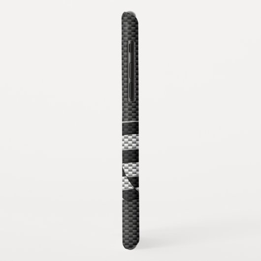 炭素繊維スタイル市松模様にレーシングフラッグ波 Case-Mate iPhoneケース (裏面/左)