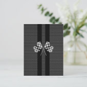 炭素繊維ストライプスタイルデコールのレーシングフラグ ポストカード (スタンド正面)