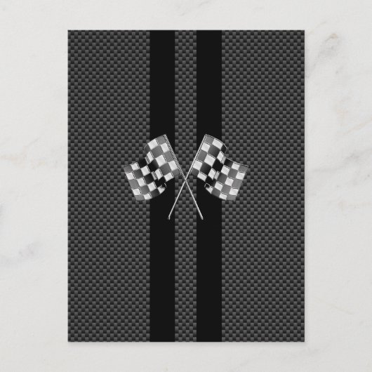 炭素繊維ストライプスタイルデコールのレーシングフラグ ポストカード (正面)