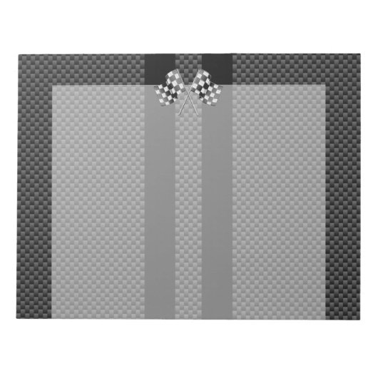 炭素繊維ストライプデコールのレーシングフラグスタイル ノートパッド (正面)