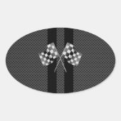 炭素繊維ストライプデコールのレーシングフラグスタイル 楕円形シール (正面)