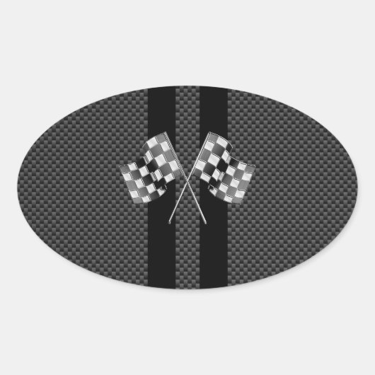 炭素繊維ストライプデコールのレーシングフラグスタイル 楕円形シール (正面)