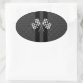 炭素繊維ストライプデコールのレーシングフラグスタイル 楕円形シール (バッグ)