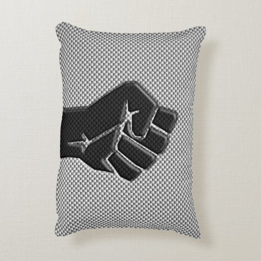 炭素繊維デコールにおける連帯拳 アクセントクッション (裏面(縦))