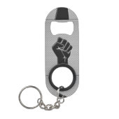 炭素繊維デコールにおける連帯拳 キーホルダー栓抜き (正面)