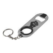 炭素繊維デコールにおける連帯拳 キーホルダー栓抜き (正面アングル)