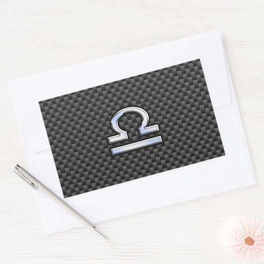 炭素繊維デコールの〔占星術の〕十二宮図記号 長方形シール (封筒)