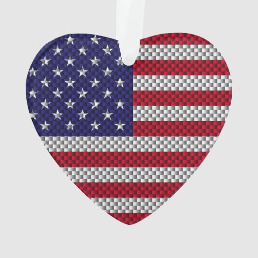 炭素繊維デコールプリントに関する米国国旗 オーナメント (裏面)