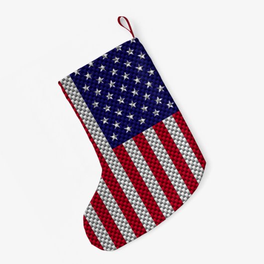炭素繊維デコールプリントに関する米国国旗 スモールクリスマスストッキング (裏面 (吊り時))