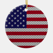 炭素繊維デコールプリントに関する米国国旗 セラミックオーナメント (正面)