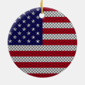 炭素繊維デコールプリントに関する米国国旗 セラミックオーナメント (裏面)