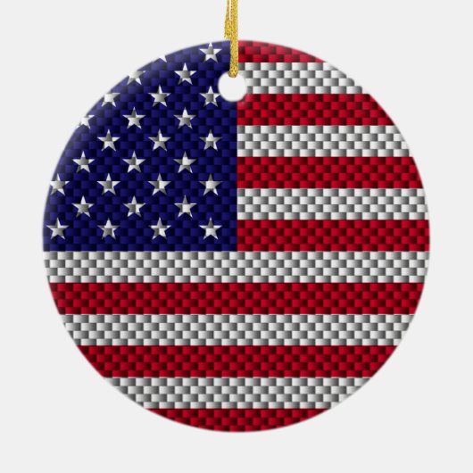 炭素繊維デコールプリントに関する米国国旗 セラミックオーナメント (裏面)