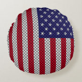 炭素繊維デコールプリントに関する米国国旗 ラウンドクッション (正面)