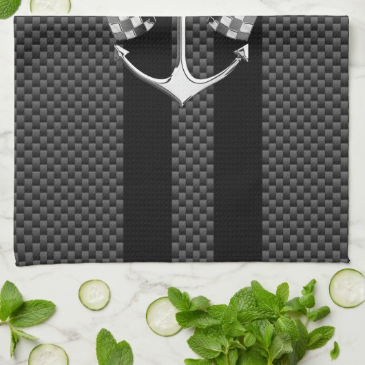 炭素繊維デコ航海のールでのボートレース キッチンタオル (折り畳み)