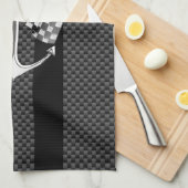 炭素繊維デコ航海のールでのボートレース キッチンタオル (四つ折り)