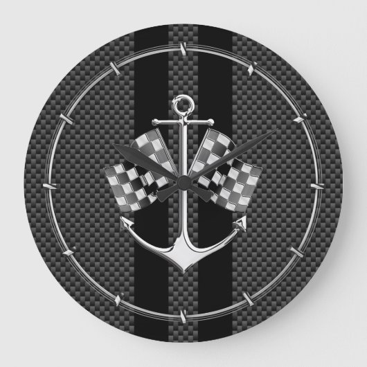 炭素繊維デコ航海のールでのボートレース ラージ壁時計 (正面)