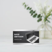 炭素繊維ノートパソコンのコンピュータ修理技術者 名刺 (スタンド正面)